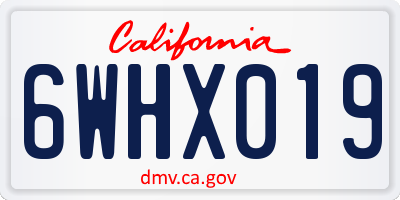 CA license plate 6WHX019