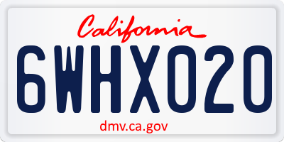 CA license plate 6WHX020