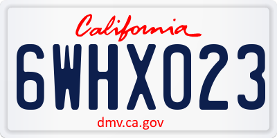 CA license plate 6WHX023