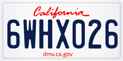 CA license plate 6WHX026