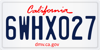 CA license plate 6WHX027