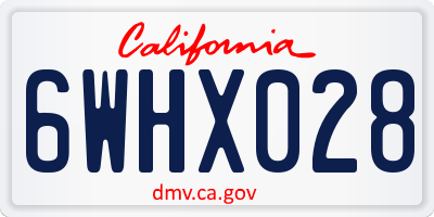 CA license plate 6WHX028
