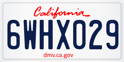 CA license plate 6WHX029
