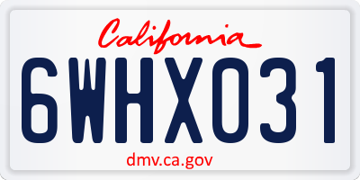 CA license plate 6WHX031