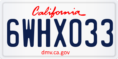 CA license plate 6WHX033