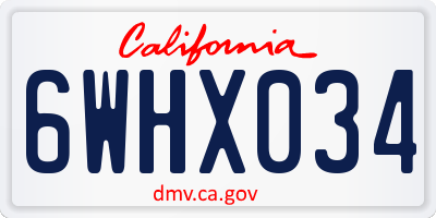 CA license plate 6WHX034