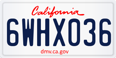CA license plate 6WHX036