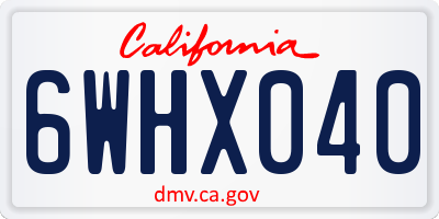 CA license plate 6WHX040