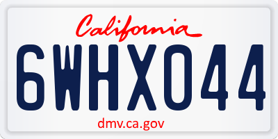 CA license plate 6WHX044
