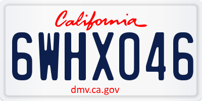 CA license plate 6WHX046