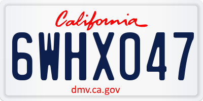 CA license plate 6WHX047