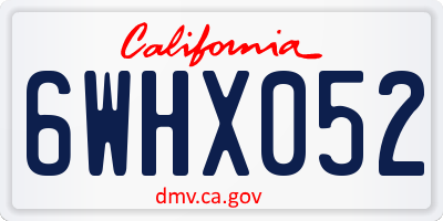 CA license plate 6WHX052
