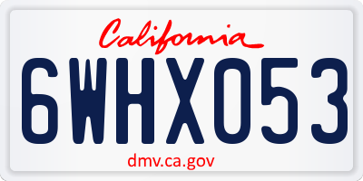 CA license plate 6WHX053