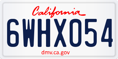 CA license plate 6WHX054