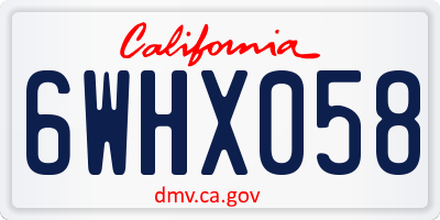 CA license plate 6WHX058