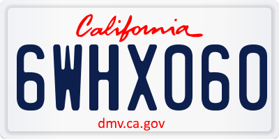 CA license plate 6WHX060