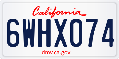 CA license plate 6WHX074