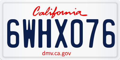 CA license plate 6WHX076