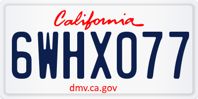 CA license plate 6WHX077