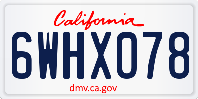 CA license plate 6WHX078
