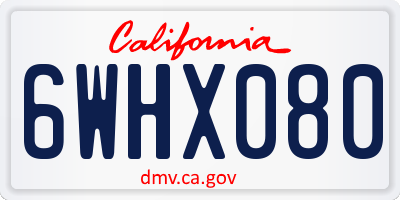 CA license plate 6WHX080