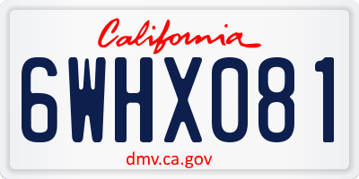 CA license plate 6WHX081