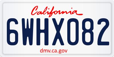 CA license plate 6WHX082