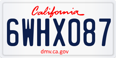 CA license plate 6WHX087