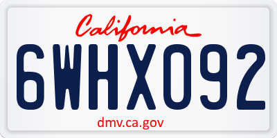 CA license plate 6WHX092