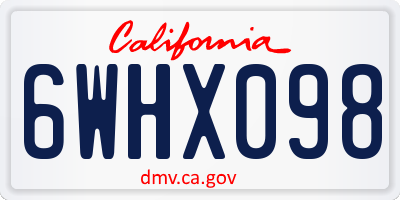 CA license plate 6WHX098
