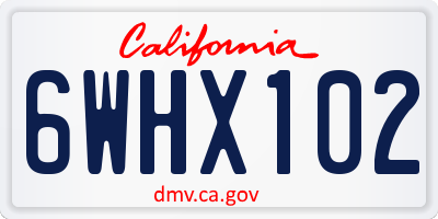 CA license plate 6WHX102