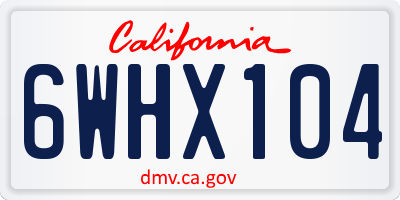 CA license plate 6WHX104