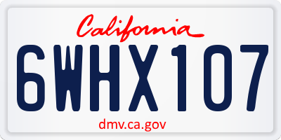 CA license plate 6WHX107
