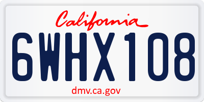 CA license plate 6WHX108