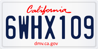 CA license plate 6WHX109