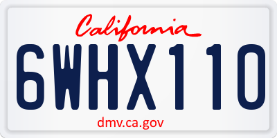 CA license plate 6WHX110