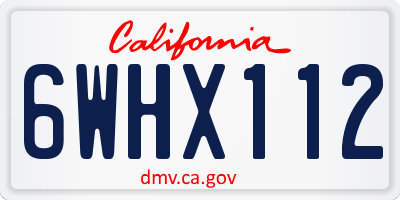 CA license plate 6WHX112