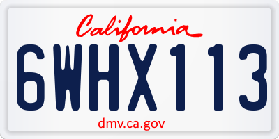 CA license plate 6WHX113