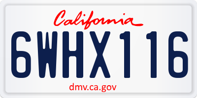 CA license plate 6WHX116