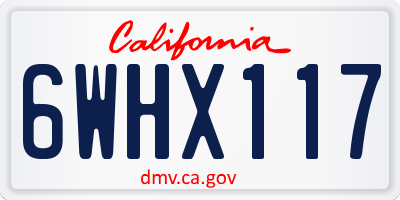 CA license plate 6WHX117