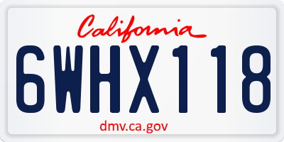 CA license plate 6WHX118