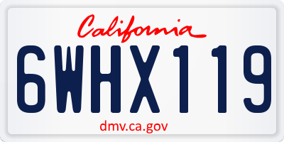 CA license plate 6WHX119