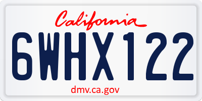 CA license plate 6WHX122