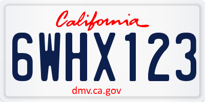 CA license plate 6WHX123
