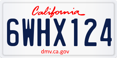CA license plate 6WHX124