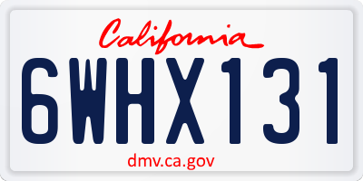 CA license plate 6WHX131