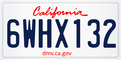 CA license plate 6WHX132