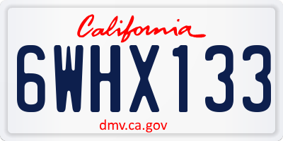 CA license plate 6WHX133