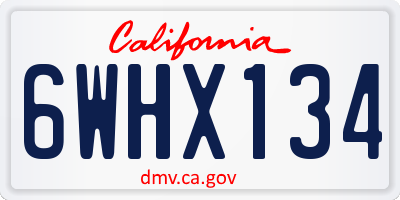 CA license plate 6WHX134