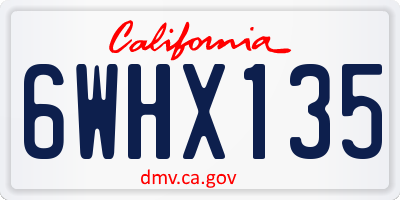 CA license plate 6WHX135